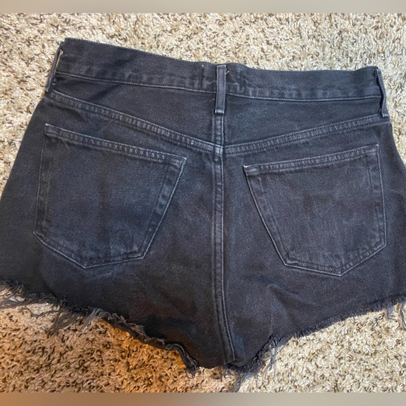 Agolde Black Distressed High-Rise Denim Shorts - Picture 2 of 7